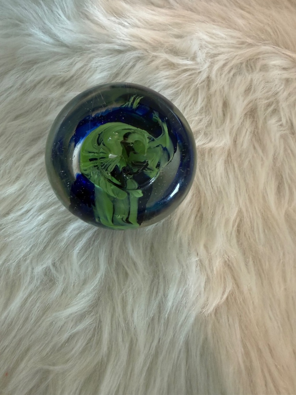 Clear Blue & Green Swirl Paperweight - Picture 3 of 4
